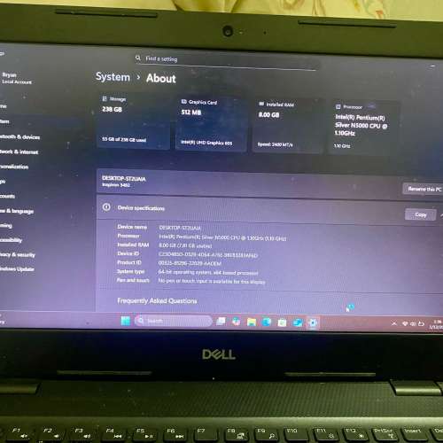 Dell Inspiron 3482 14" Laptop - Pentium N5000, 8GB RAM, 238GB Storage, Good Cond