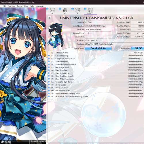 Union Memory AH631 512GB m.2 nvme PCIE 3.0 SSD