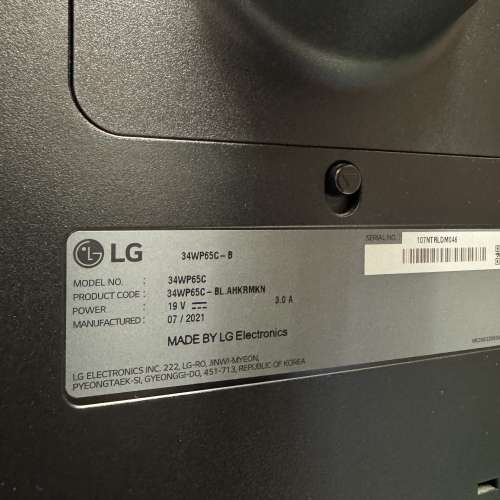 9成新 LG 34吋 21:9 UltraWide QHD 弧形 Monitor (34WP65C-B) 100% work