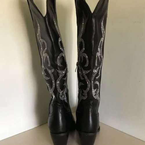 筒靴鞋 boot 黑色/啡灰