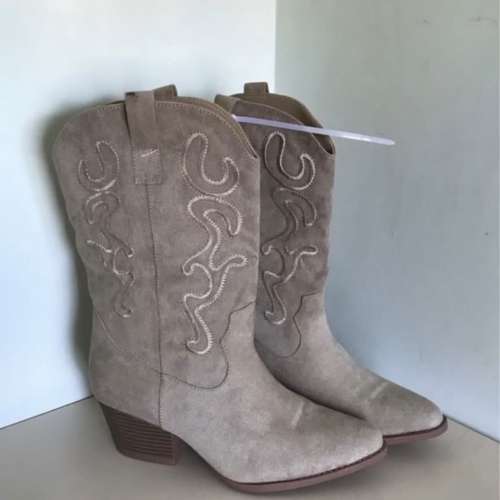 筒靴鞋 boot 黑色/啡灰