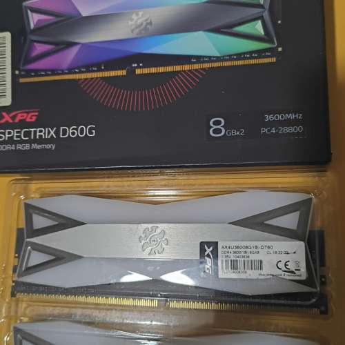 Adata XPG Spectrix D60G 16GB (8GBX2) DDR4 RGB Desktop Memory, 3600 MHz