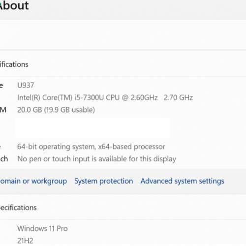 Fujitsu U937 Notebook i5-7300 20G RAM - 512G SSD -MIJ