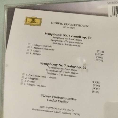 BEETHOVEN SYMPHONY Nos. 5 &7 Grammophon Germany Ludwig Van 古典 classical cd
