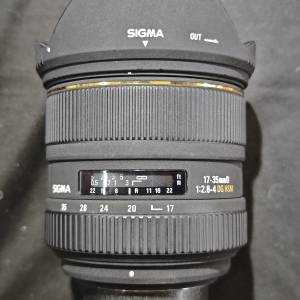 sigma 17-35/2.8-4 D 適馬 DG HSM FOR NIKON F 冇盒冇單冇證冇保有罩 鏡片通透冇花...