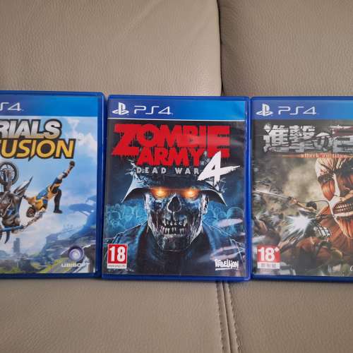 新淨PS4 Trials Fusion $90 Zombie Army 4 進擊的巨人 每款$110 正版碟保證玩 屯馬...