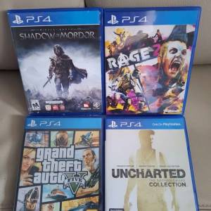新淨PS4 GTA5 80元 Shadow Mordor Uncharted Collection 每款90元 Rage 2 110元 正...