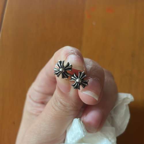 Chrome Hearts 克羅心Cross Ball Stud Earrings, crafted from 925 sterling silver.
