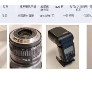 Canon EF 17-40mm 4L +Canon Speedlite 580EX閃光燈