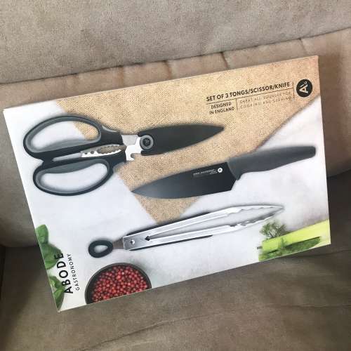 🔪 ABODE GASTRONOMY Kitchen Set of 3 Tongs/ Scissor/Knife NEW 全新 廚房三件套 ...