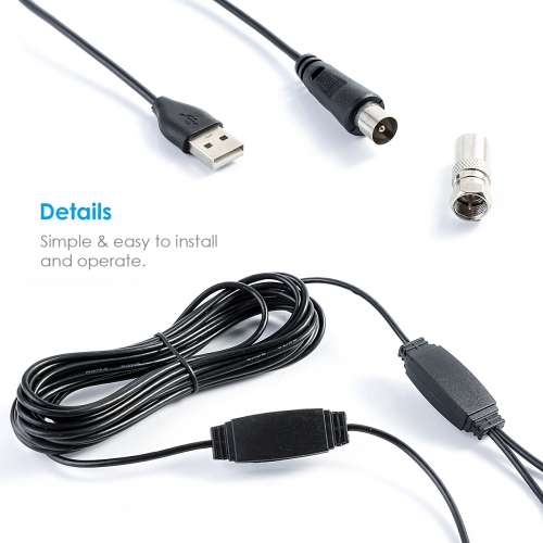 香港數碼電視適用高清戶外室內兩用DTMB天線 內附放大器 5米線長