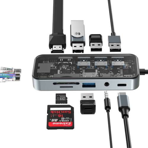 USB C 10合1多功能集線器 4K HDMI SD Card Reader 支援PD快速充電