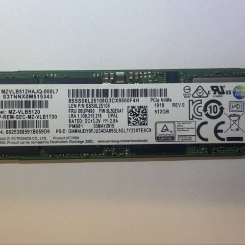 Samsung PM981 512GB m.2 nvme SSD