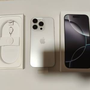 完美無花,行貨白色iphone 16 pro 512gb 雙卡雙待 dual open line, 全套有盒usb