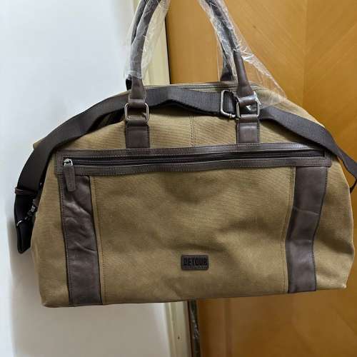 全新 - CARNABY HILL - DETOUR Brown Nylon Leather Shoulder Handle Big Travel Bag