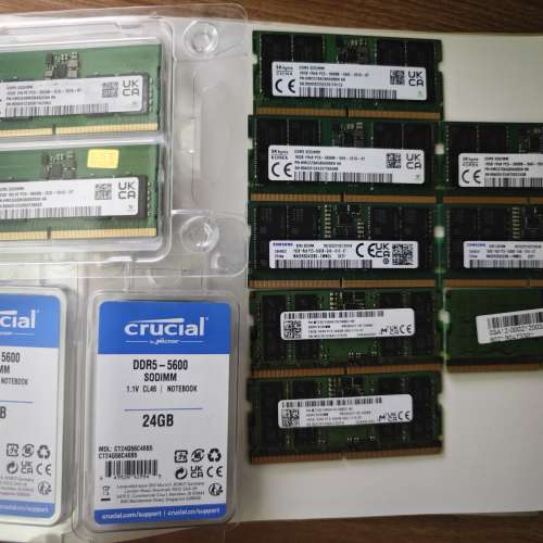 Samsung Micron Crucial SK hynix 12GB 16GB 24GB 32GB DDR5 5600Mhz notebook RAM