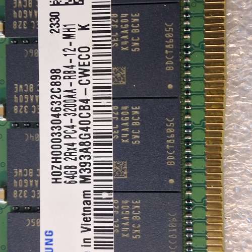 SAMSUNG  64GB 2Rx4 PC4-2933Y-RA2 ECC RAM / 3200AA-RB4