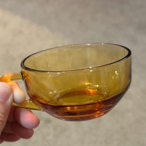 新淨企理：經典茶色/琥珀色玻璃咖啡杯/茶杯連碟共兩套 - 購於日本
