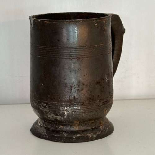 古玩：England James Yates Pewter Mug 英國19世紀中後期著名合金錫製杯