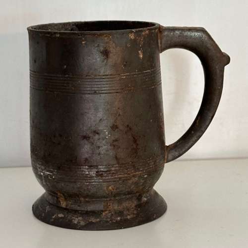古玩：England James Yates Pewter Mug 英國19世紀中後期著名合金錫製杯