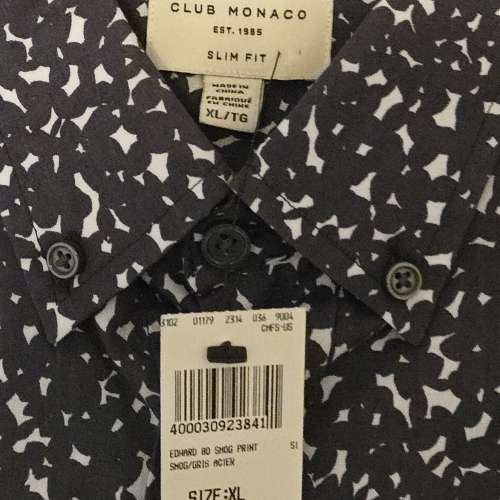 國際知名品牌 Club Monaco shirt 男士長袖襯衫, 卹衫一件, 流線 cutting，有型有格...