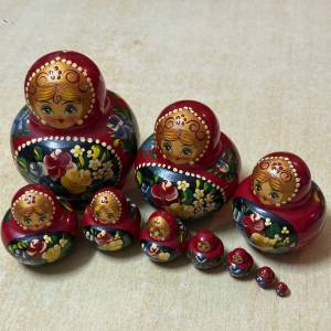 懷舊俄羅斯木製手工藝套娃娃 Rare Vintage Russian Matryoshka 10cm Old Wooden Ne...