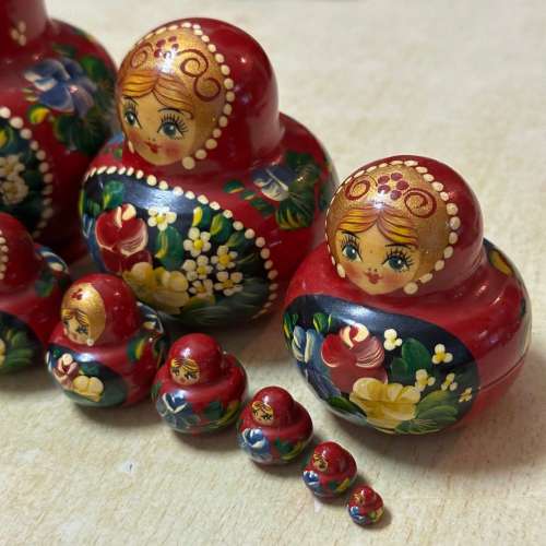 懷舊俄羅斯木製手工藝套娃娃 Rare Vintage Russian Matryoshka 10cm Old Wooden Ne...
