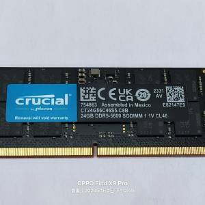 Crucial SO-DIMM DDR5 24GB 5600Mhz 單條.