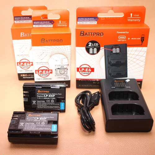 上到行驗證！( 2x LP-E6P電池 連 1x LPE6P雙位充電器 )優惠套裝合Canon R5 Mark II...