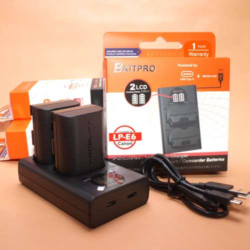 上到行驗證！( 2x LP-E6P電池 連 1x LPE6P雙位充電器 )優惠套裝合Canon R5 Mark II...