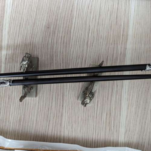 Shanghai tang dragon chopsticks and stand (brass and wood)