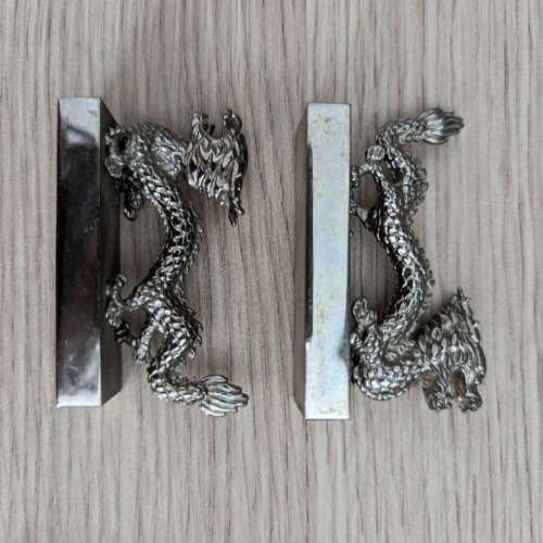 Shanghai tang dragon chopsticks and stand (brass and wood)