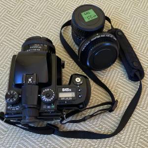 Pentax 645n with FA 75mm 2.8, 55mm 2.8, 67 to 645 adapter