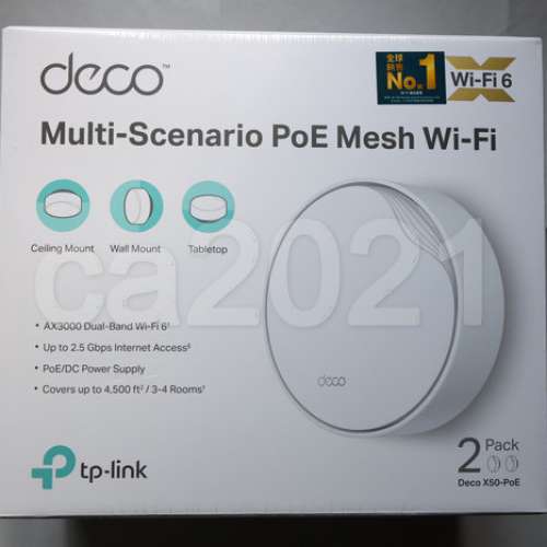 TP-Link Deco X50-PoE (2-Pack) AX3000 Mesh Wi-Fi 6 Routers 2.5 Gbps Ports