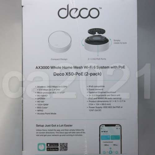 TP-Link Deco X50-PoE (2-Pack) AX3000 Mesh Wi-Fi 6 Routers 2.5 Gbps Ports