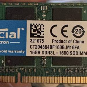 2PCS/Set Crucial 16GB DDR3L - 1600 SODIMM 1.35V CL11