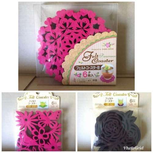 全新︰DAISO JAPAN Felt Coaster &ndash; Set of 6 毛毯杯墊（共三套 $20）