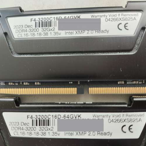 G.SKILL F4-3200C16D-64 GVK 64GB(32GBx2) 行貨有單