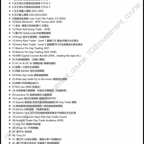 50+ 投資課程 交易教學 股票 黃金 期權 Day Trade 美股 持續更新中 歡迎查詢🔍