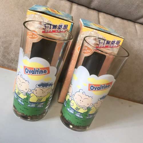 🥛 OVALTINE Glass 2pc Set Milk Glasses NEW 全新 阿華田 玻璃杯 2件套 個人收藏 🥛