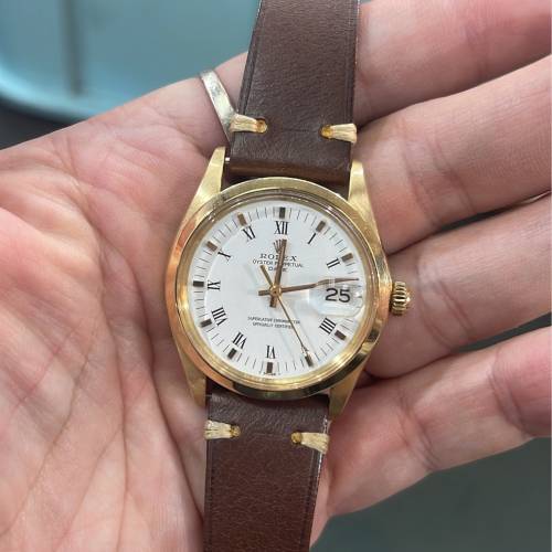 好L少有😂 Rolex 1500 18K 750實金 靚白面羅馬骰仔金字  1570機芯 原裝包金扣 溶金...