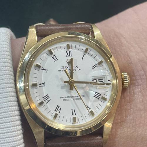 好L少有😂 Rolex 1500 18K 750實金 靚白面羅馬骰仔金字  1570機芯 原裝包金扣 溶金...