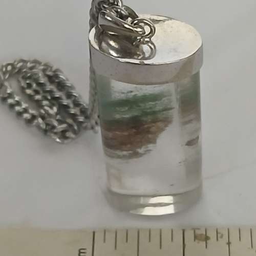 巴西水晶綠幽靈吊墜，30&times;14&times;9mm,, 焊口銀頭 配上不銹鋼24吋頸鏈，no.D21.1.26