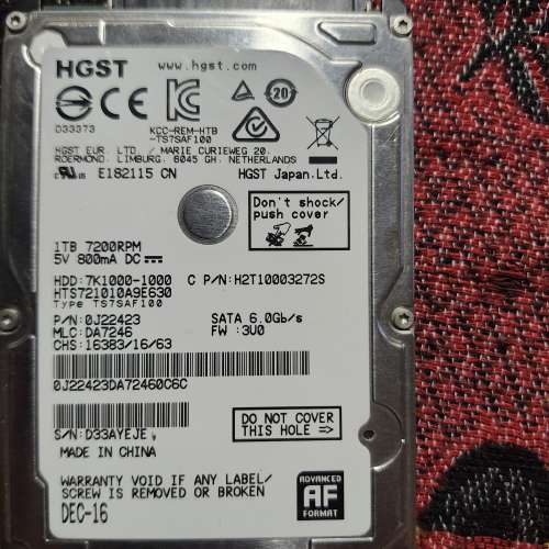 HGST 1TB sata 6gb/s HDD