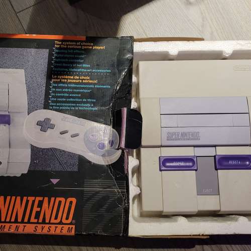 零件/待修 - Super Nintendo SNES 主機連盒、手掣、火牛 (已變黃)