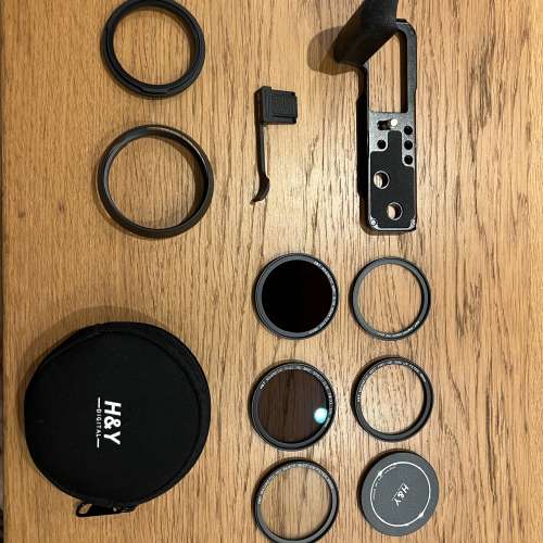 富士 Fujifilm X100 配件，H&Y 磁吸filter set 連hood，JJC 手指柄，L 型快坼Hand ...