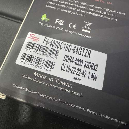 32GB x2 4000 g.skill Trident Z RGB DDR4 永久保