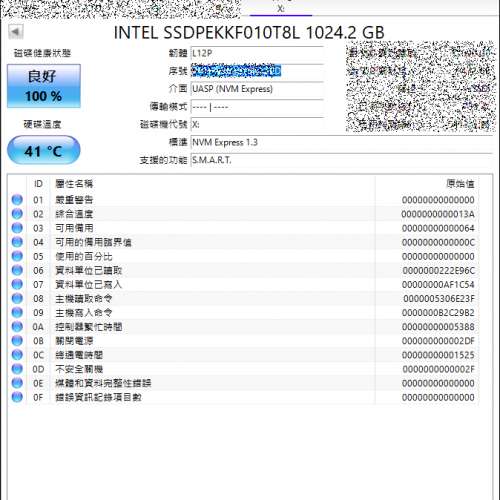 Intel NVMe 1TB M.2 SSD 健康度100%良好 **不議價**
