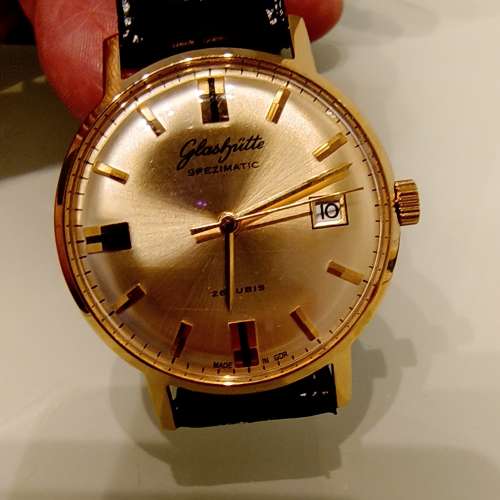 古董 Glash&uuml;tte Spezimatic 包金，可交換錶或其他