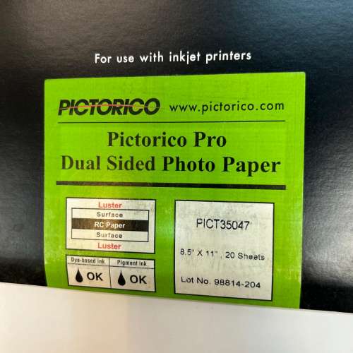 Pictorico PRO Dual Side Photo Paper 雙面相紙 (8.5" X 11" 20 SHEETS)